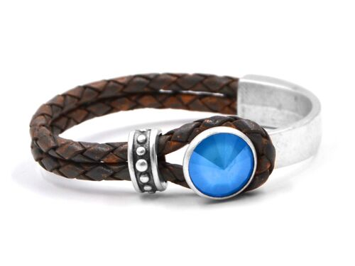 Lederarmband Glamour mit Premium Crystal von Soul Collection in Summer Blue 77