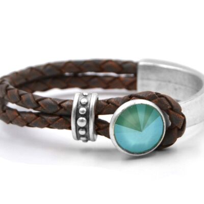 Pulsera de piel Glamour con Cristal Premium de Soul Collection en Verde Menta 80