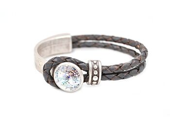 Bracelet en cuir Glamour avec cristal Premium de Soul Collection en patine blanche 82