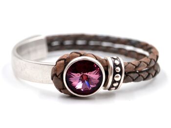 Bracelet en cuir Glamour avec Cristal Premium de Soul Collection en Rose Antique 83