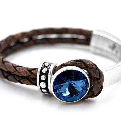 Bracelet en cuir Glamour avec Premium Crystal de Soul Collection en Denim Blue 85