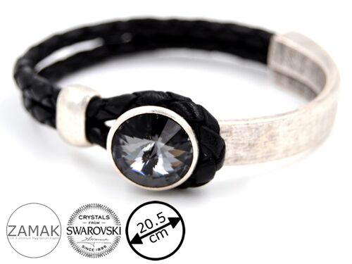 Lederarmband Black Glamour mit Premium Crystal von Soul Collection in Blue Shade 92