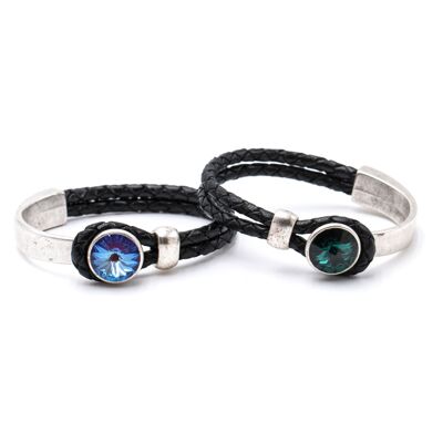 Bracciale in pelle Black Glamour con Premium Crystal della collezione Soul in 20,5 cm