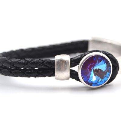 Bracciale in pelle nera glamour con cristallo premium della collezione Soul in Borgogna Delite 97