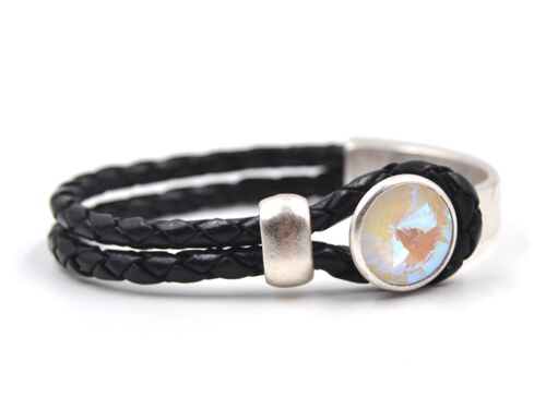 Lederarmband Black Glamour mit Premium Crystal von Soul Collection in Light Grey Delite 100