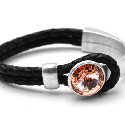 Leather bracelet Black Glamor with Premium Crystal from Soul Collection in Silk 106