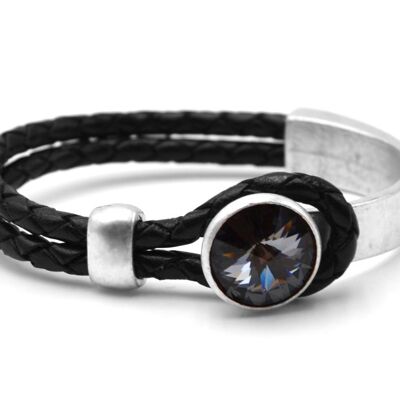 Bracciale in pelle Black Glamour con Cristallo Premium della Collezione Soul in Silver Night 108