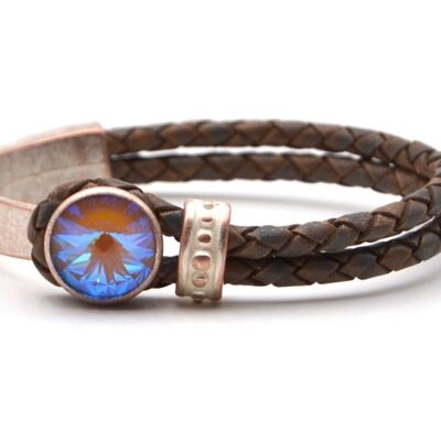 Leather bracelet mother-of-pearl glamor with Premium Crystal from Soul Collection in Cappuccino Delite 148