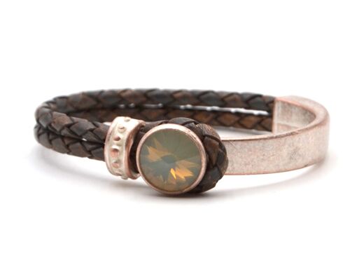 Lederarmband Perlmutt Glamour mit Premium Crystal von Soul Collection in Light Grey Opal 150