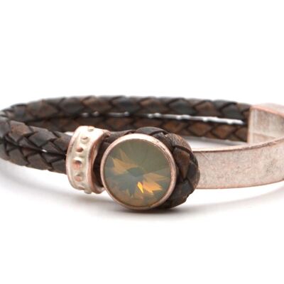 Bracciale in pelle Madreperla Glamour con Premium Crystal della Collezione Soul in Opale Grigio Chiaro