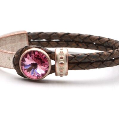 Bracelet en cuir nacre glamour avec Premium Crystal de Soul Collection en Light Rose 151