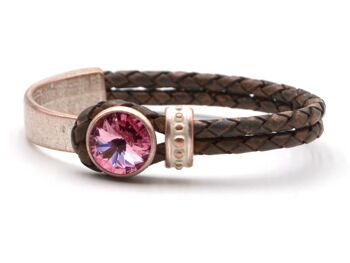 Bracelet en cuir nacre glamour avec Premium Crystal de Soul Collection en Light Rose 151