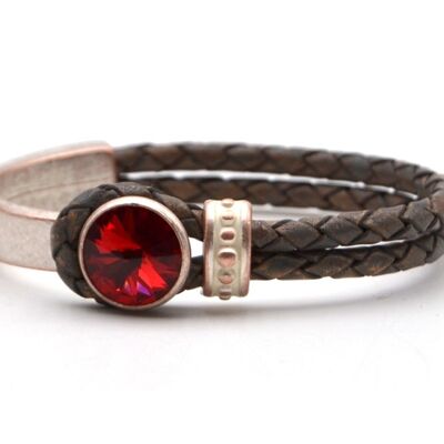 Leather bracelet mother-of-pearl glamor with Premium Crystal from Soul Collection in Scarlet 152