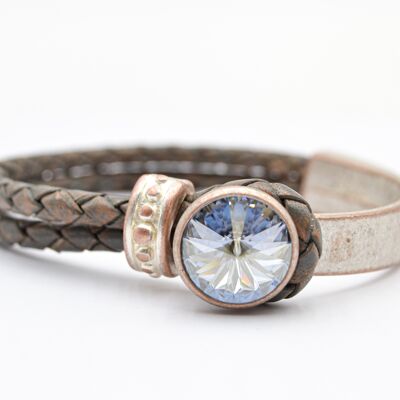 Leather bracelet mother-of-pearl glamor with Premium Crystal from Soul Collection in Blue Shade 153