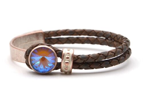 Lederarmband Perlmutt Glamour mit Premium Crystal von Soul Collection in Cappuccino Delite 155