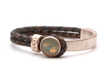 Bracelet en cuir nacre glamour avec Premium Crystal de Soul Collection en Light Grey 157