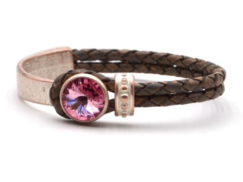 Lederarmband Perlmutt Glamour mit Premium Crystal von Soul Collection in Light Rose 158