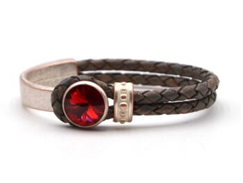 Bracelet en cuir nacre glamour avec Premium Crystal de Soul Collection en Scarlet 159
