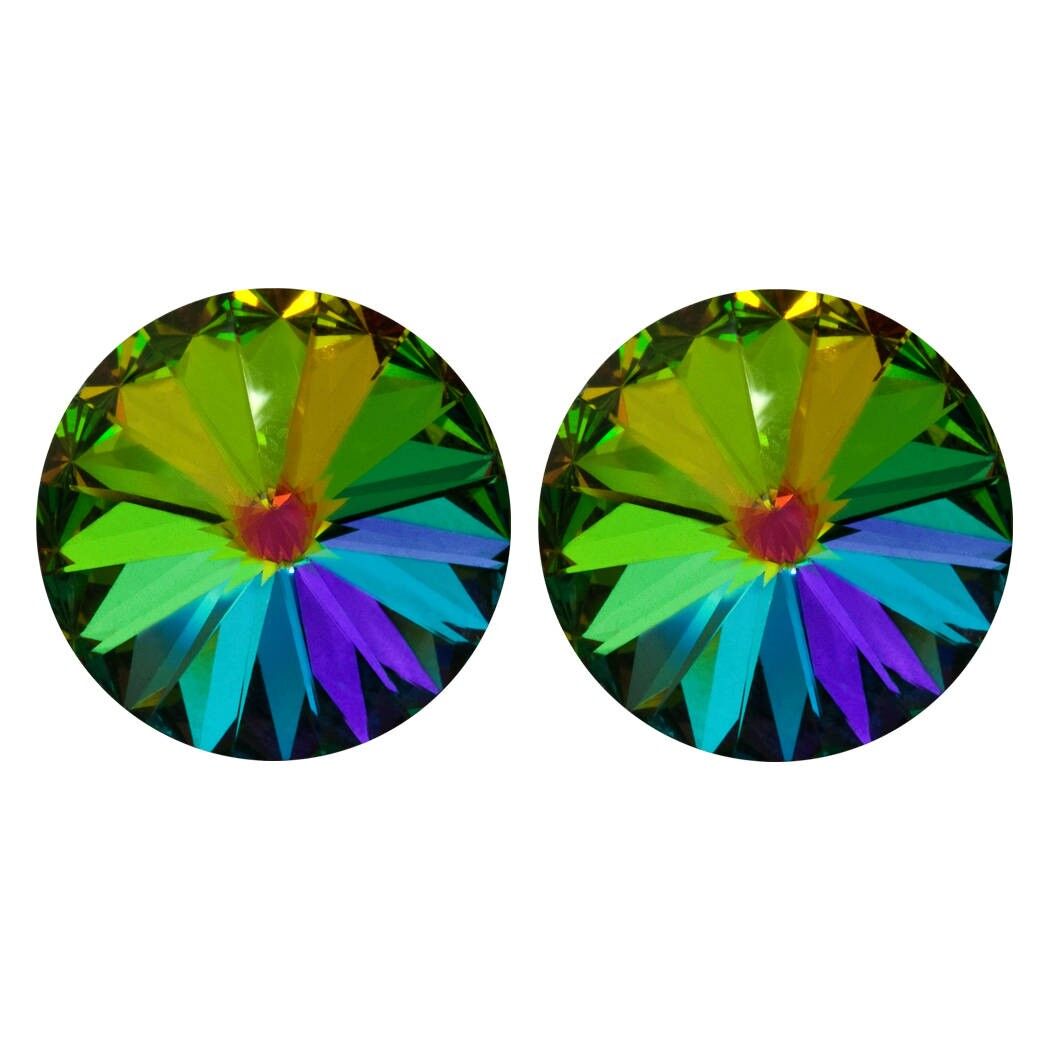 Pendientes de botón Leander con cristal de primera calidad de Soul Collection en Vitrail mediano