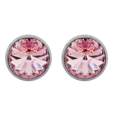 Orecchini a lobo in titanio Laura con cristallo premium della collezione Soul in rosa chiaro