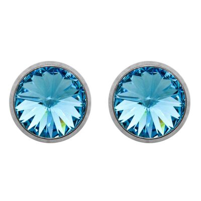 Titanium Stud Earrings Laura with Premium Crystal from Soul Collection in Aquamarine