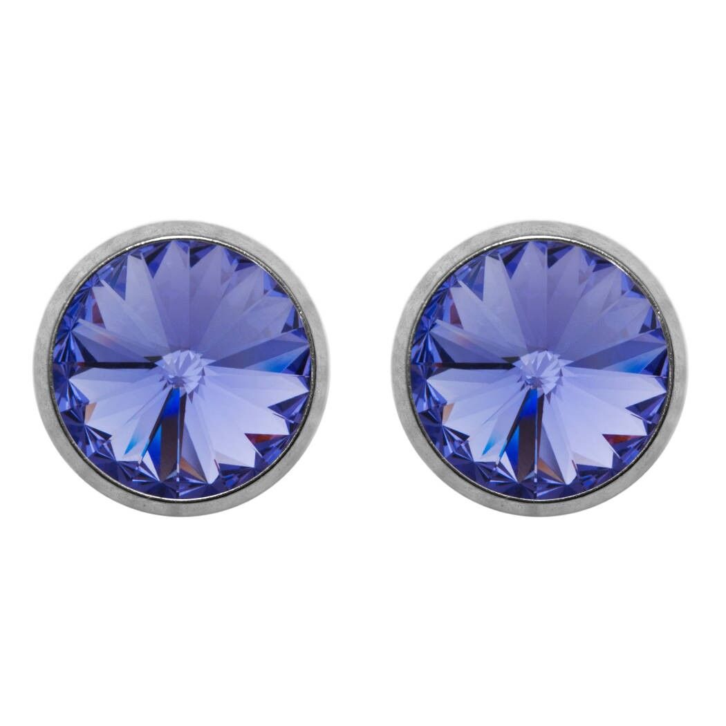 Aretes de titanio Laura con cristal de primera calidad de Soul Collection en tanzanita