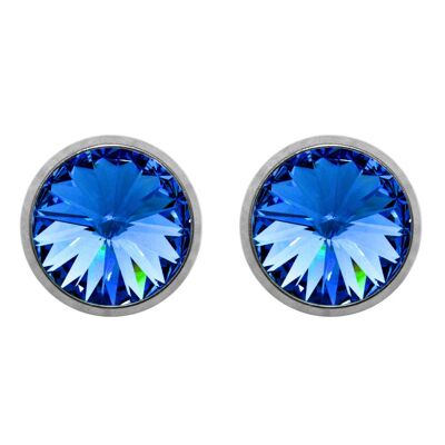 Boucles d'oreilles Laura Premium Crystal Titanium Stud de Soul Collection en saphir