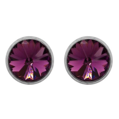 Titanium Stud Earrings Laura with Premium Crystal from Soul Collection in Amethyst