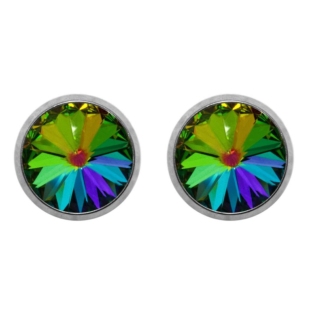 Pendientes de tuerca de titanio Laura con cristal de primera calidad de Soul Collection en Vitrail Medium