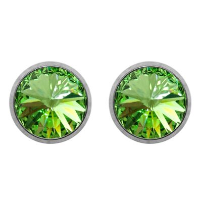 Titanium Stud Earrings Laura with Premium Crystal from Soul Collection in Peridot