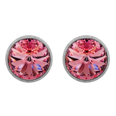 Boucles d'oreilles à tige en titane Laura avec cristal de qualité supérieure de la collection Soul en rose