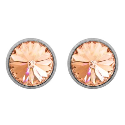 Laura Titanium Stud Earrings with Premium Crystal from Soul Collection in Light Peach