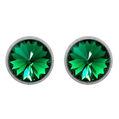 Laura Titanium Stud Earrings with Premium Crystal from Soul Collection in Emerald