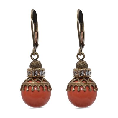 Pearl Drop Earrings Penelope with Premium Crystal from Soul Collection in Coral