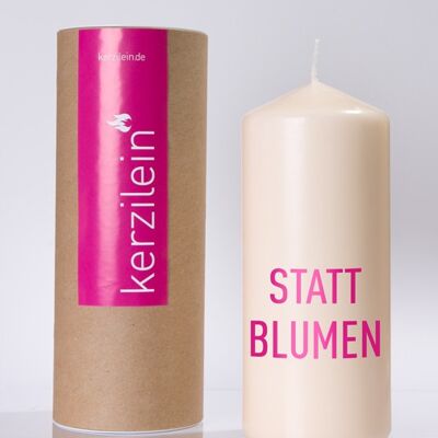 Flamme, pink, STATT BLUMEN, Stumpenkerze groß 18,5 x 7,8 cm