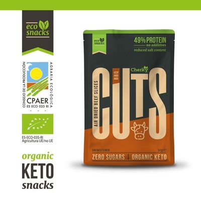 Cherky Eco Cuts BBQ 30g. Organic Veal Snack; Without Sugar, Without Additives, Without Preservatives, Without Lactose. Beef Biltong Jerky