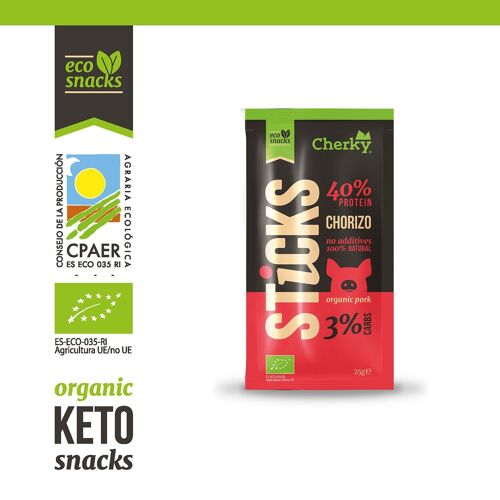 Cherky Eco Snack De Chorizo Sin Aditivos, sin conservantes, sin gluten, sin lactosa 25g