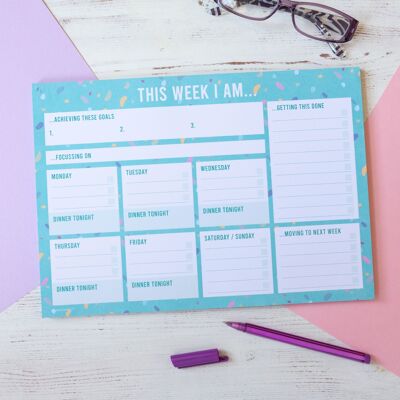 Wochenplaner | A4 Schreibtischplaner, lustiger Notizblock, Schreibtischplaner, Produktivitätsplaner