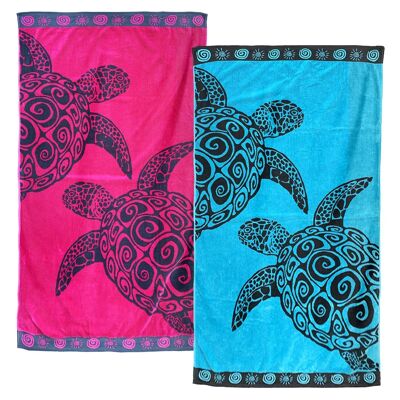 Promo pack of 2 Jacquard Tortoise velor terry beach towels Size L