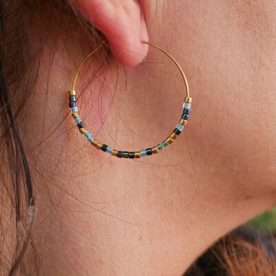 Boucles d'oreilles créoles en perles Miyuki - Plusieurs couleurs