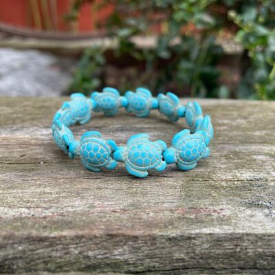 Elastic bracelet turtles in Howlite