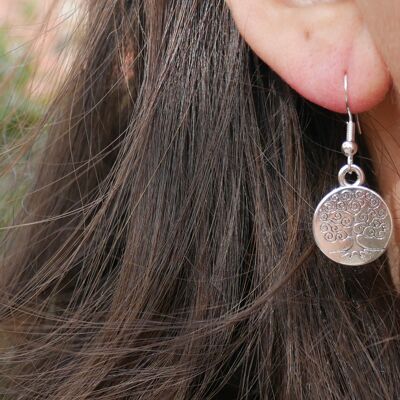 Earrings with silver charm - Tree of life