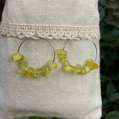 Yellow Jade Hoop Earrings