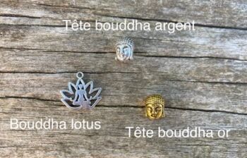 Bracelet élastique en Oeil de Tigre naturel + perle Bouddha - Tête bouddha dorée 4