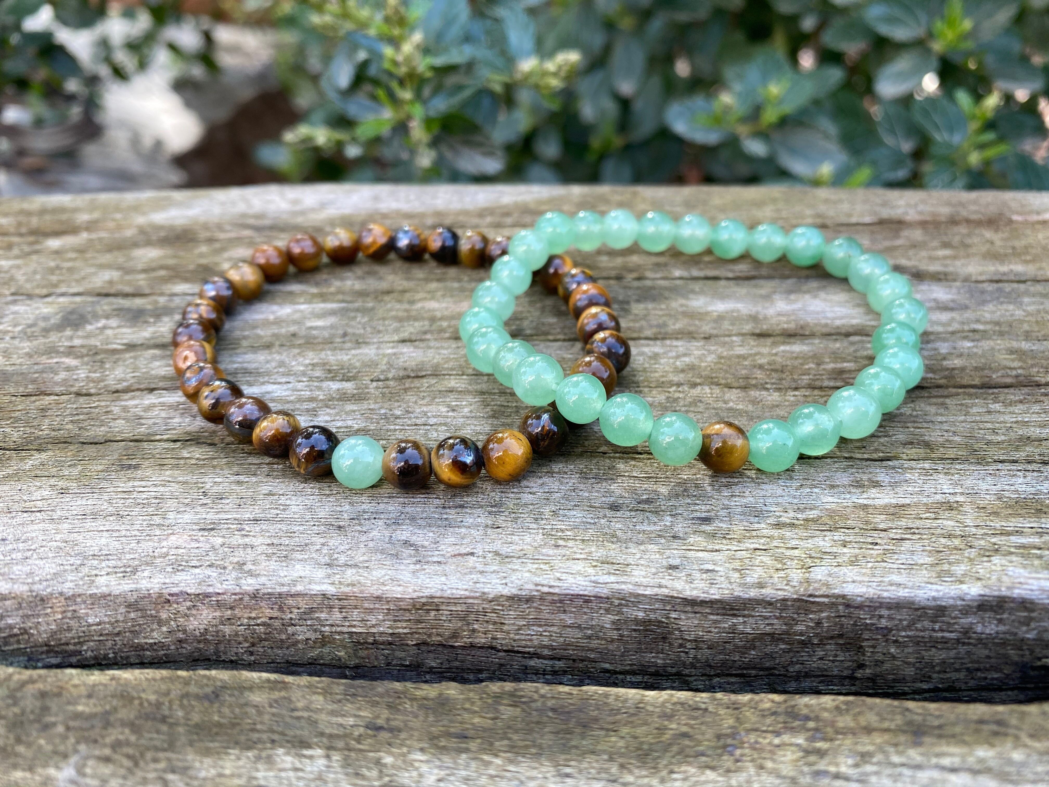 Elastische Abstands- und Paararmbänder in Tigerauge und Aventurin