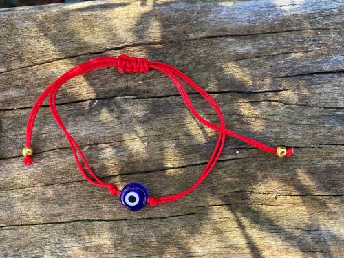Bracelet ajustable Oeil Nazar Boncuk - 1 bracelet rouge