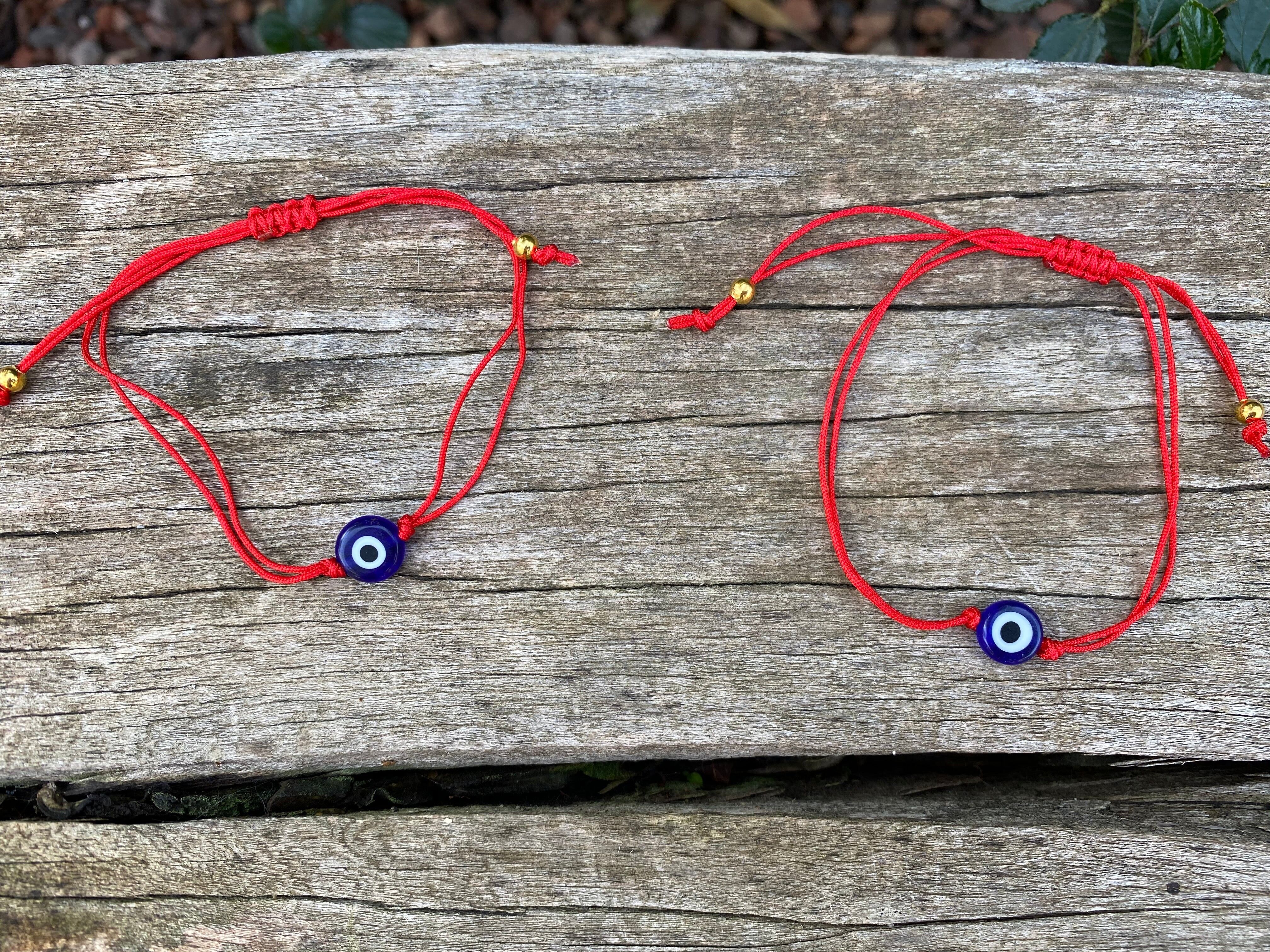 Nazar Boncuk Eye verstellbares Armband - 2 rote Armbänder