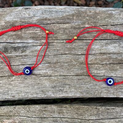 Nazar Boncuk Eye verstellbares Armband - 2 rote Armbänder
