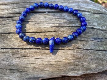 Bracelet élastique de lithothérapie en Lapis Lazuli et perle forme chips - Perles de 8mm 2