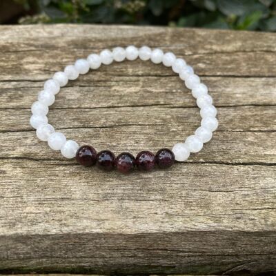Stretch Bracelet Lithotherapie in Moonstone and Garnet